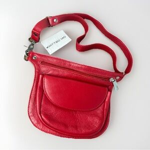 Matteo Mio Genuine Leather Red Adjustable Waist Bag NWT